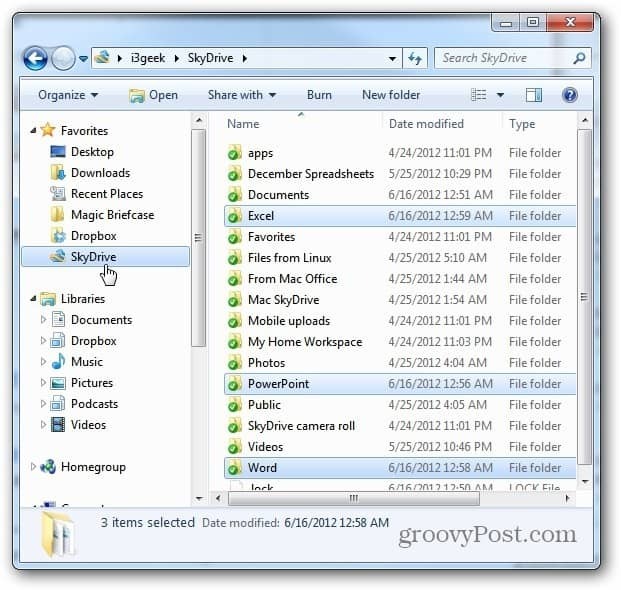 SkyDrive Office-mappen