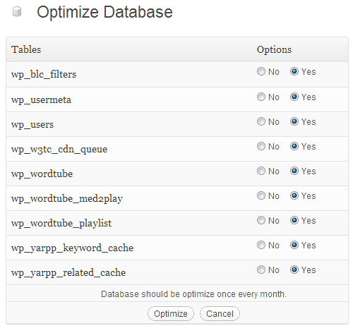 optimaliseren wordpress database