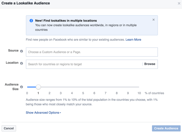 Met Facebook Ads Manager kunt u een soortgelijk publiek creëren dat lijkt op een publiek dat al interactie heeft gehad met uw bedrijf.
