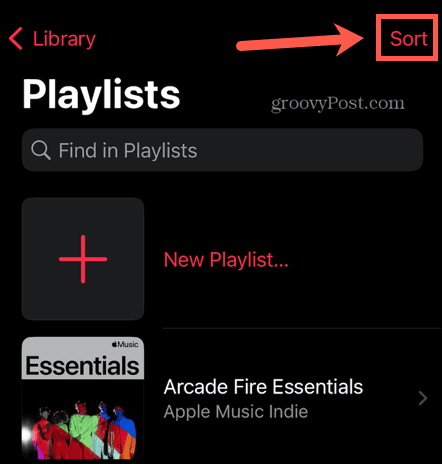 Apple Music sorteert afspeellijsten