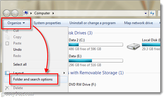 Verborgen bestanden en mappen weergeven in Windows 7