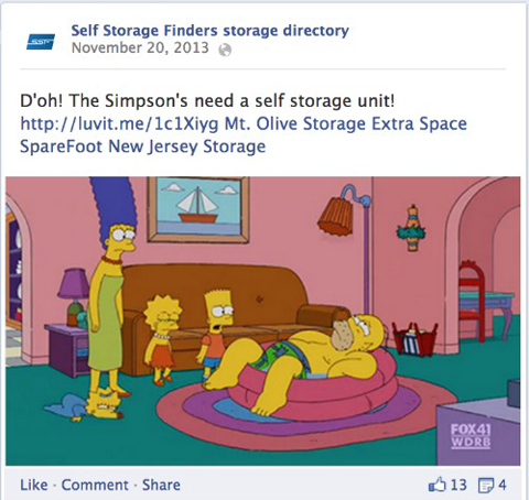 self storage finders facebook tekstupdate met afbeelding
