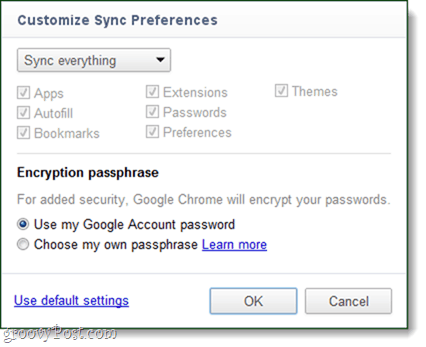 chrome sync-voorkeuren