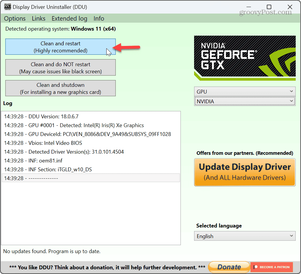 NVIDIA-stuurprogramma's terugdraaien 