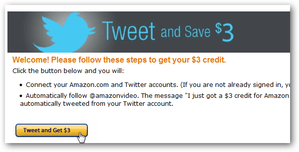 Amazon tweet en ontvang videokrediet