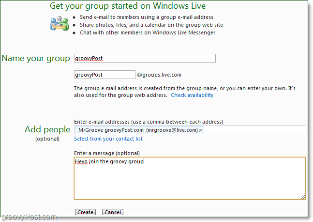 maak een Windows Live-groep