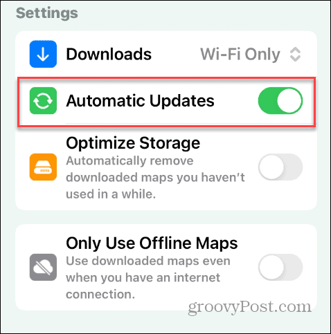 automatische updates van offline kaarten in Apple Maps