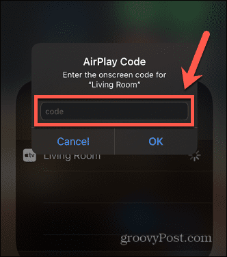 iphone airplay toegangscode
