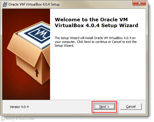 virtuele box setup wizard
