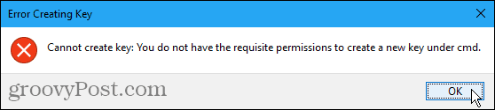 Kan geen sleutelfout maken in het Windows-register