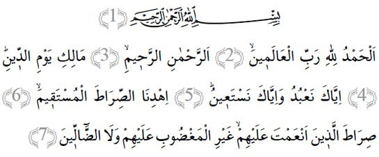 Surah Fatiha in het Arabisch