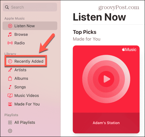 apple muziek onlangs toegevoegd