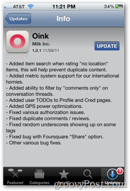 Oink 1.0.1 Update van Apple App Store