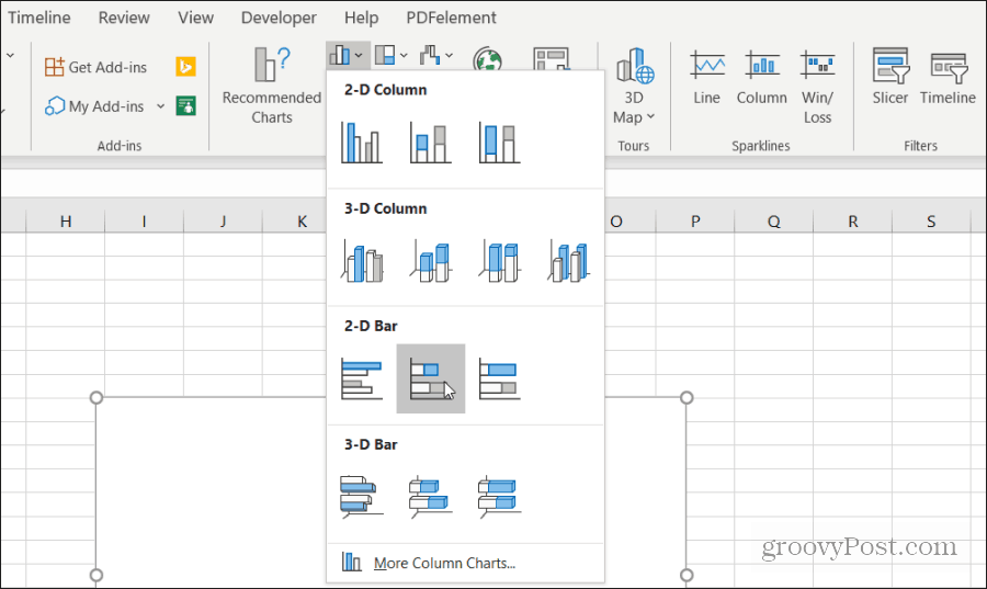 gestapelde grafiek invoegen in Excel