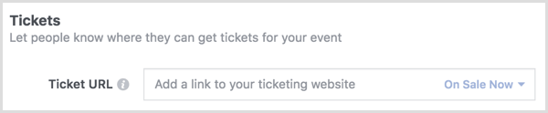 Gebruik de ticketoptie om te linken naar de Eventbrite-ticketverkooppagina