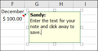 Voeg een notitie toe in Excel