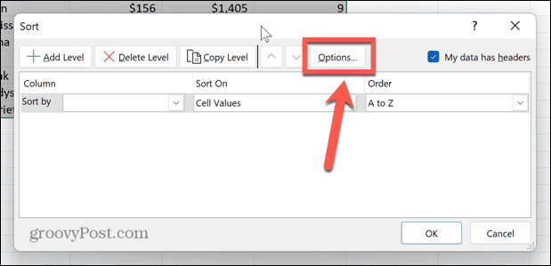 Excel-sorteeropties