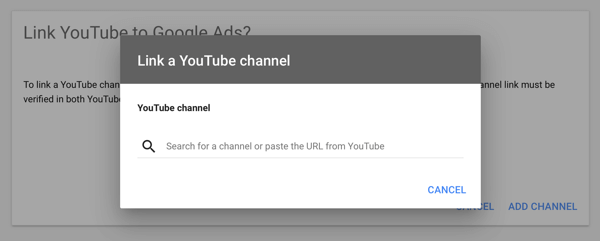 Hoe u een YouTube-advertentiecampagne opzet, stap 2, YouTube-advertenties opzetten, een YouTube-kanaal linken