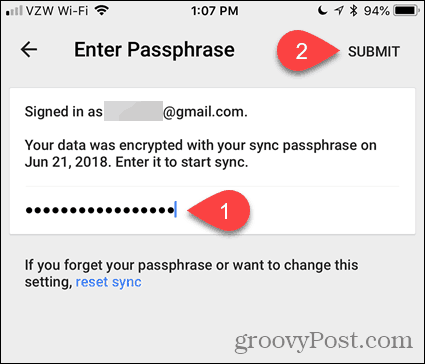 Voer wachtwoordzin in Chrome voor iOS in