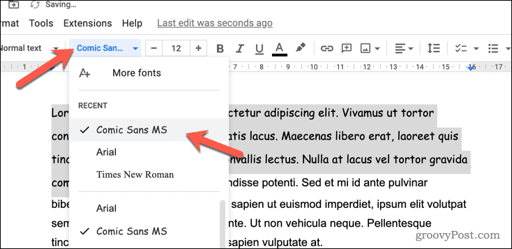 Verander het lettertype in Google Docs