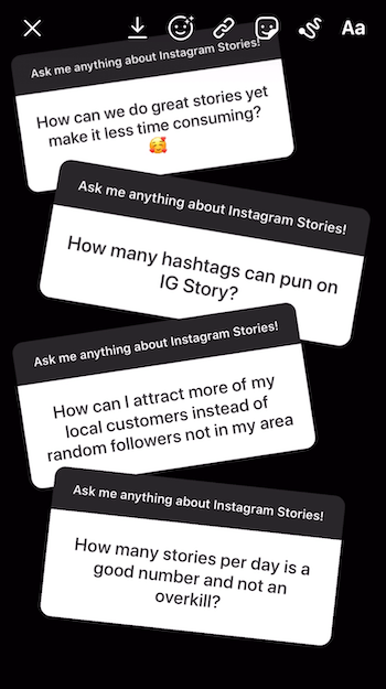 voeg meerdere vragen stickerreacties toe aan Instagram-verhaalafbeelding