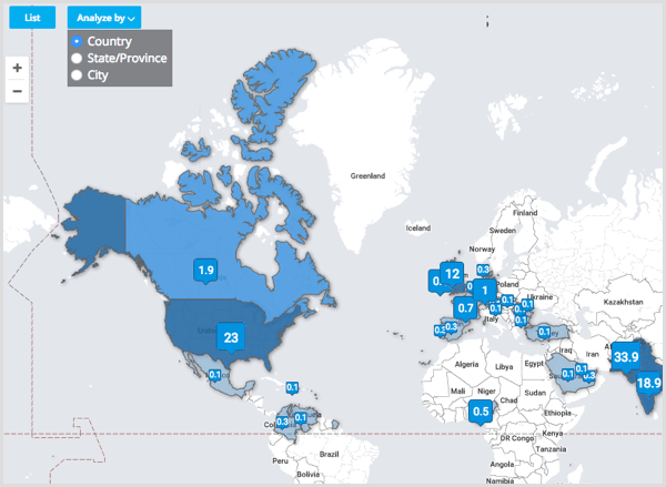 Tweetsmap analyseren per land