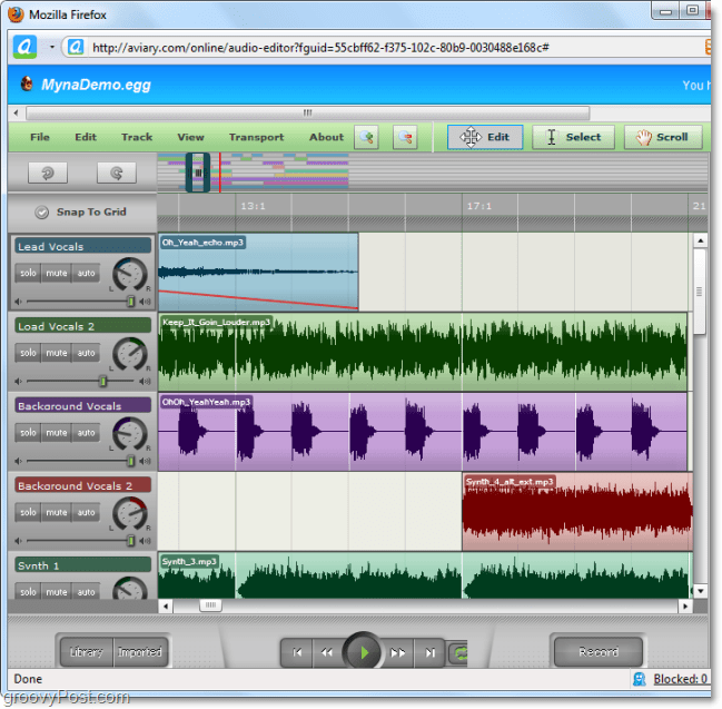 Met myna audio-editor kun je audio splitsen en speciale effecten toevoegen