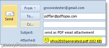 het verzenden van een automatisch geconverteerde en bijgevoegde pdf in Outlook 2010