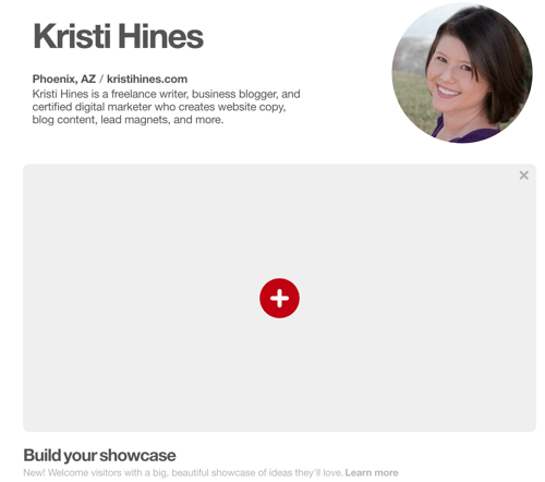Kijk of je de Pinterest Showcase-functie hebt.