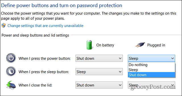 Fysieke aan / uit-knop instellen Windows 8
