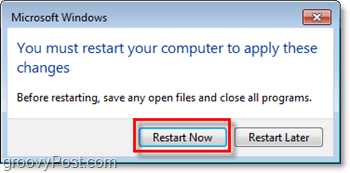 Start de computer opnieuw op om Internet Explorer 8 in Windows 7 uit te schakelen