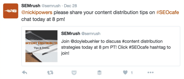 semrush chat-uitnodiging