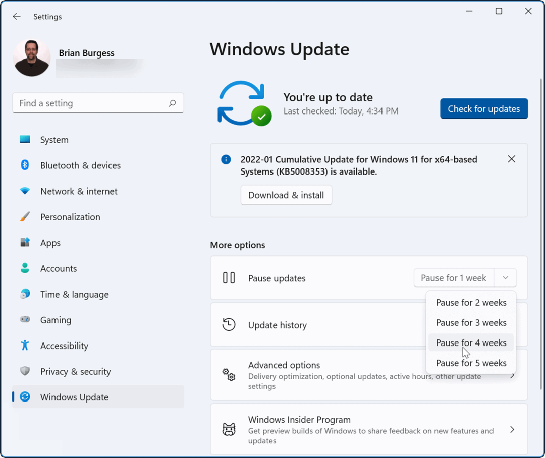 updates onderbreken op Windows 11