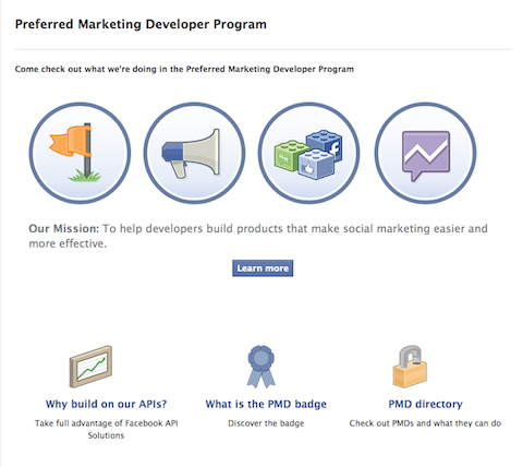 Facebook voorkeursprogramma voor marketingontwikkelaars