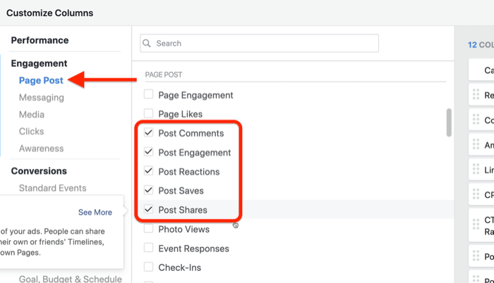 maak een aangepast voortgangsrapport voor leads in Facebook Ads Manager, stap 3