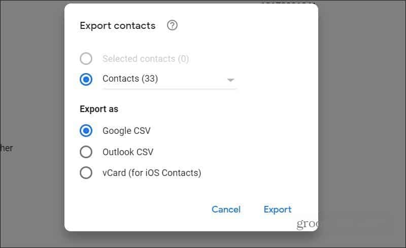 contacten exporteren