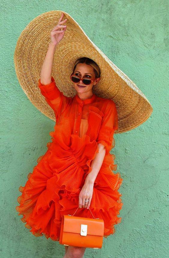 Oranje jurk combinatie
