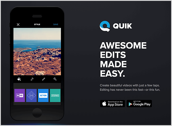 Quick voor mobiel maakt automatisch video's voor verhalen.