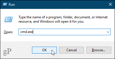 Open het opdrachtpromptvenster in Windows 10