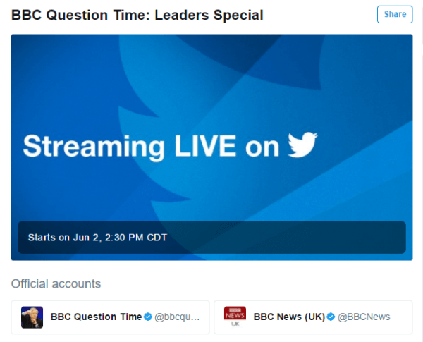 Twitter en de BBC kondigen het eerste partnerschap voor livestreaming aan.