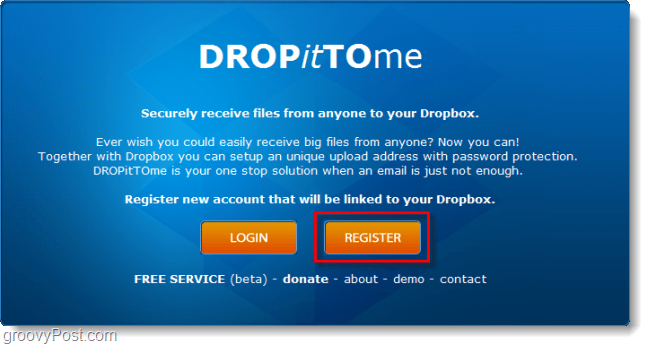 maak een dropittome dropbox upload account aan