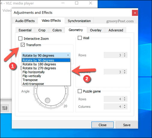 Vooraf ingestelde rotaties instellen in VLC op Windows
