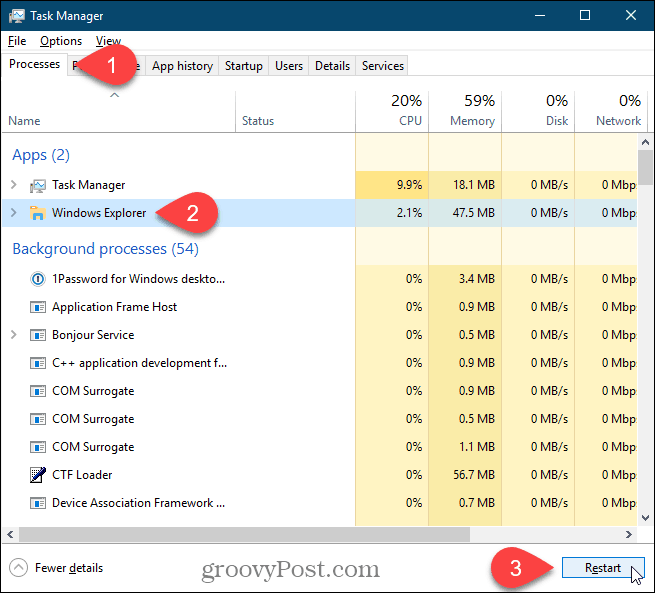 Start het Windows Explorer-proces opnieuw