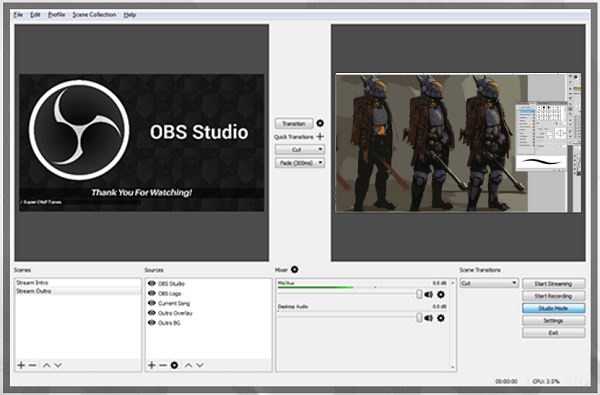 OBS Studios is een goede, gratis optie voor live uitzendingen.