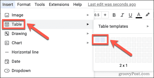 Een tabel invoegen in Google Docs