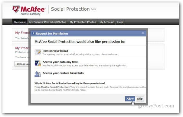mcaffee sociale beschermingsrechten facebook