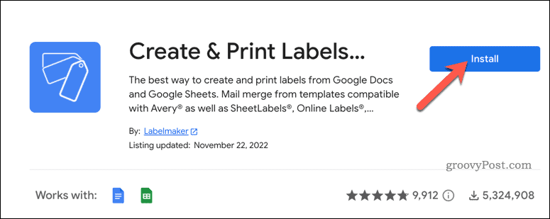 Installeer de label-add-on in Google Docs