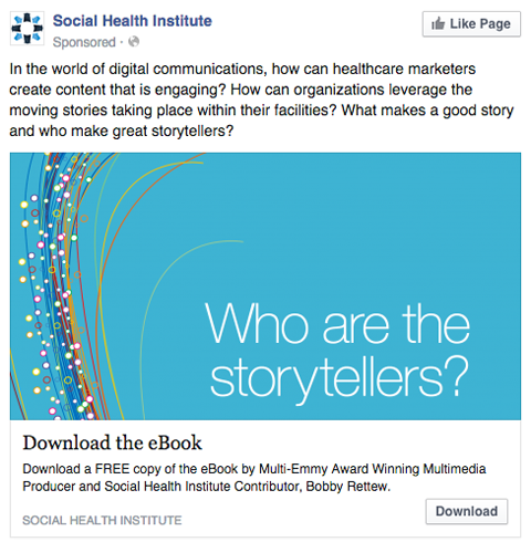 Facebook-advertentie voor sociale gezondheidsinstituten