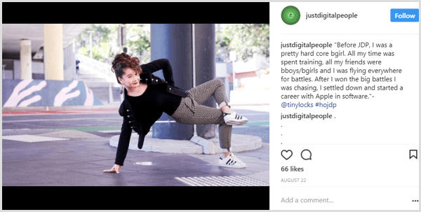 Instagram-bericht vertelt voorbeeld van een verhaal