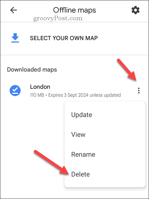 Verwijder een offline Google Maps-kaart